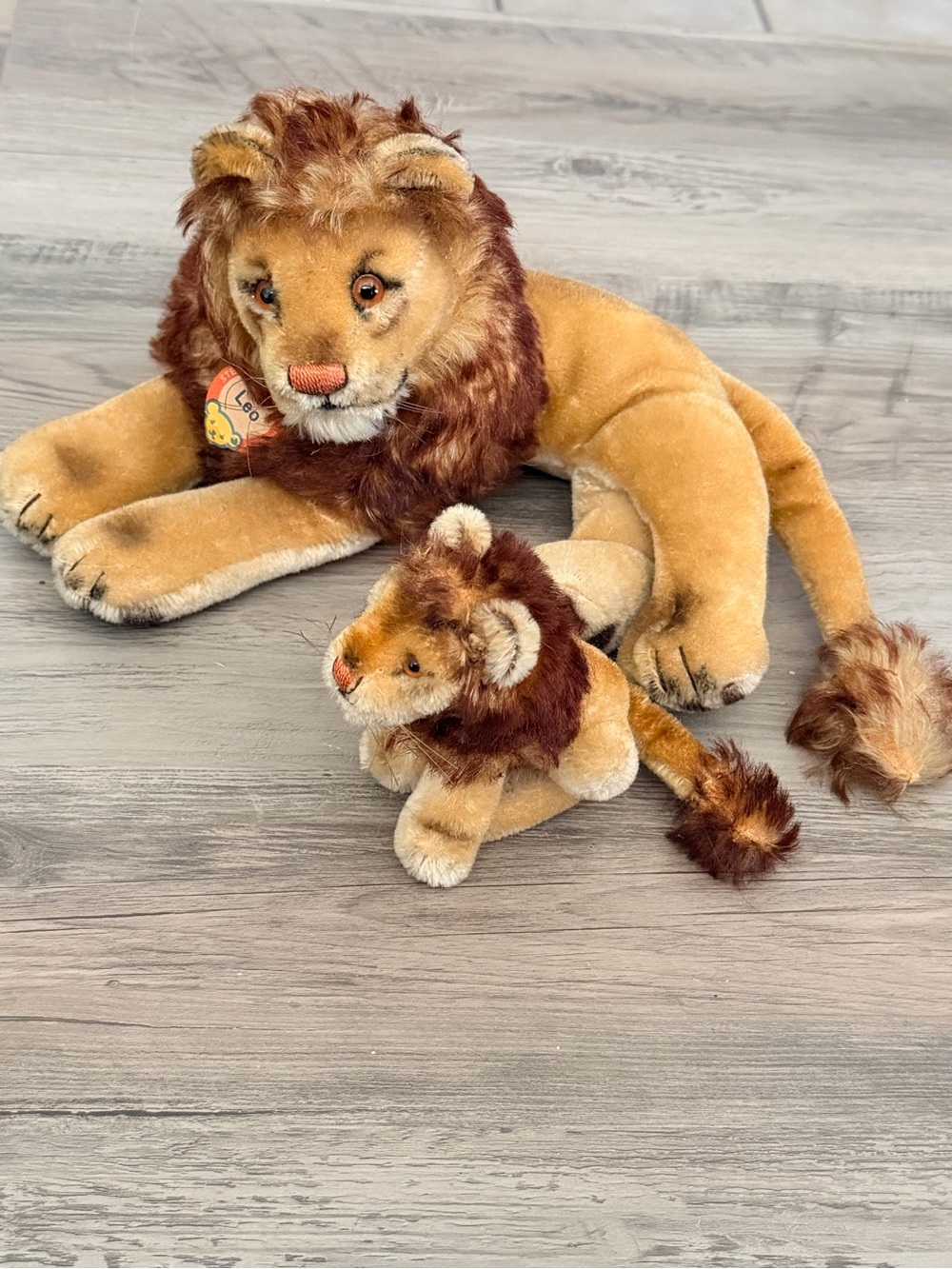 Steiff Plush Stuffed Lion with Cub Toy Germany